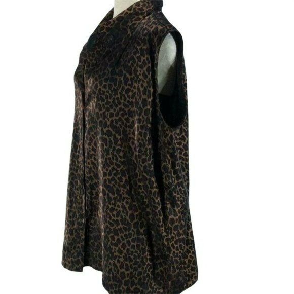 Studio C Plus‎ Blouse Cheetah Print Button Up Down Size 26 - Picture 3 of 8